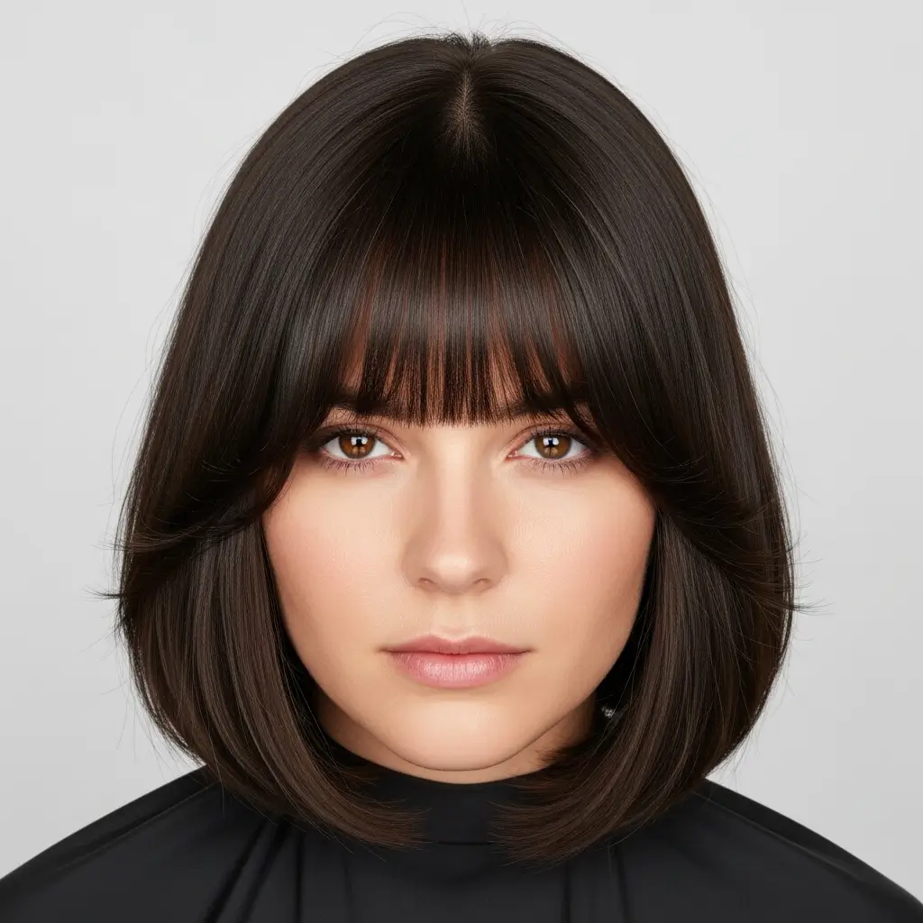 19. Bob With Curtain Bangs and Layers The Ultimate Volume Maximizing Style