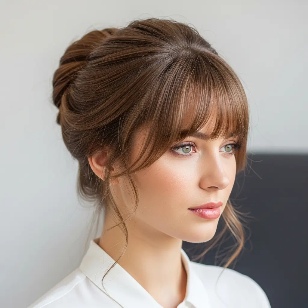 19. Curtain Bangs With Updo  Elegant, Romantic, and Completely Stunning