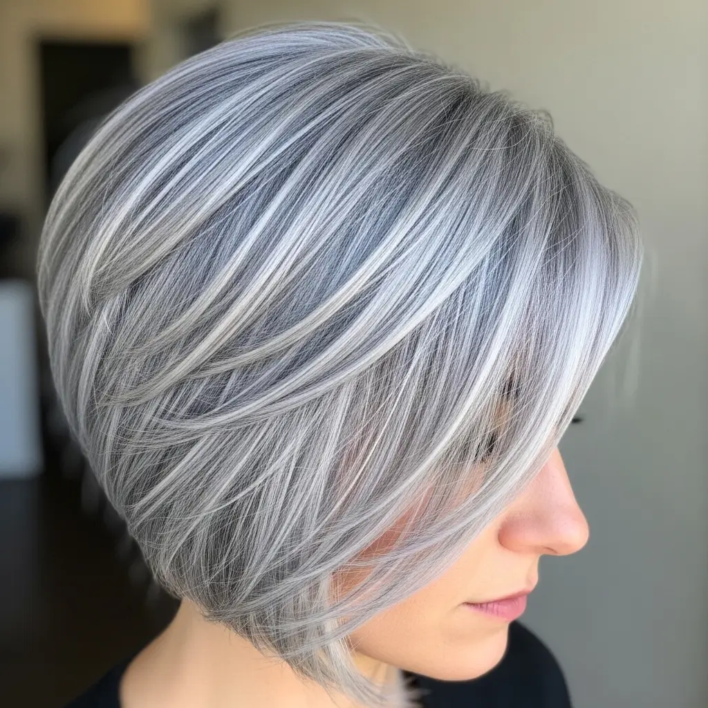 19. Gray Hair With Highlights Adding Luminosity and Gorgeous Dimension
