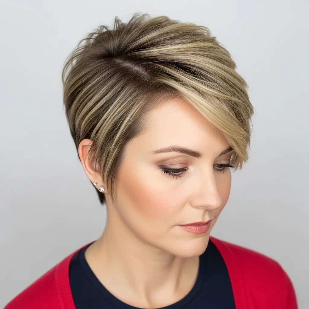 19. The Side Part Pixie