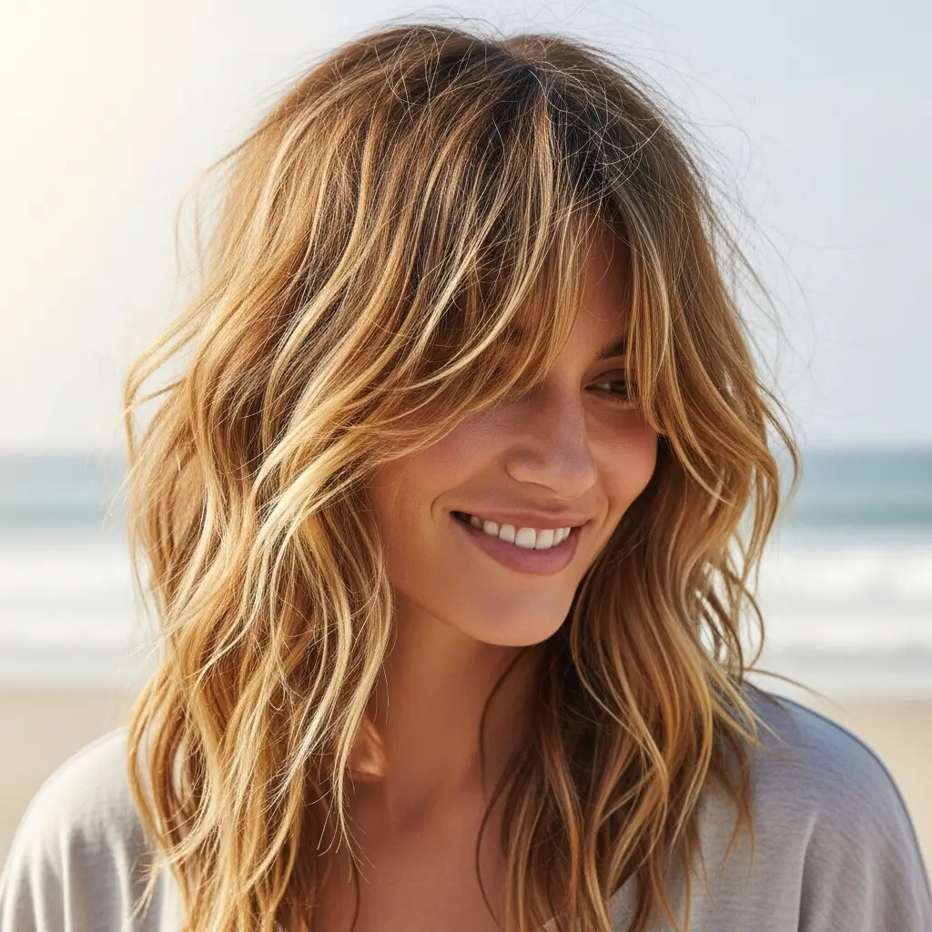 2. Beachy Wavy Long Shag Haircut