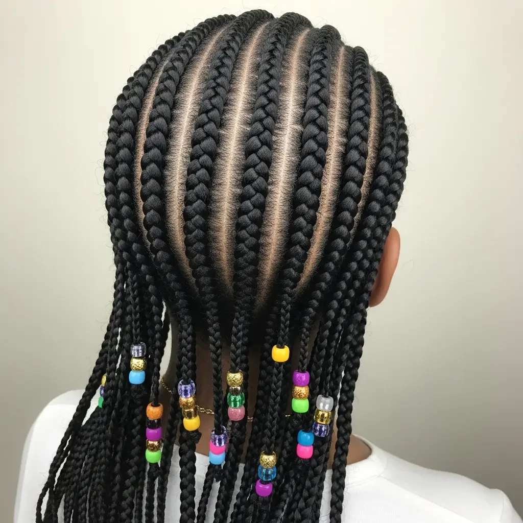 2. Cornrow Braids With Beads  Neat, Cute, and School-Ready