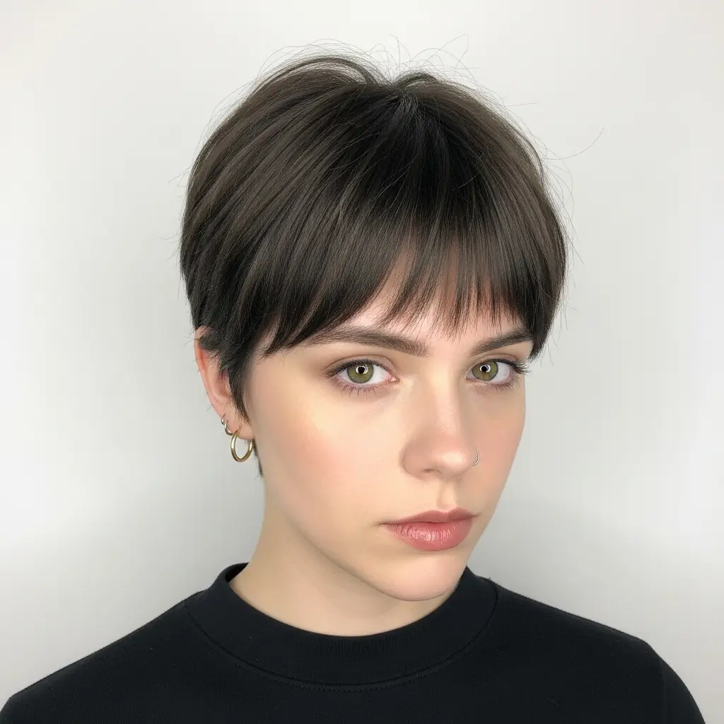 20. Curtain Bangs With Textured Pixie Cut  Short, Edgy, and Surprisingly Feminine