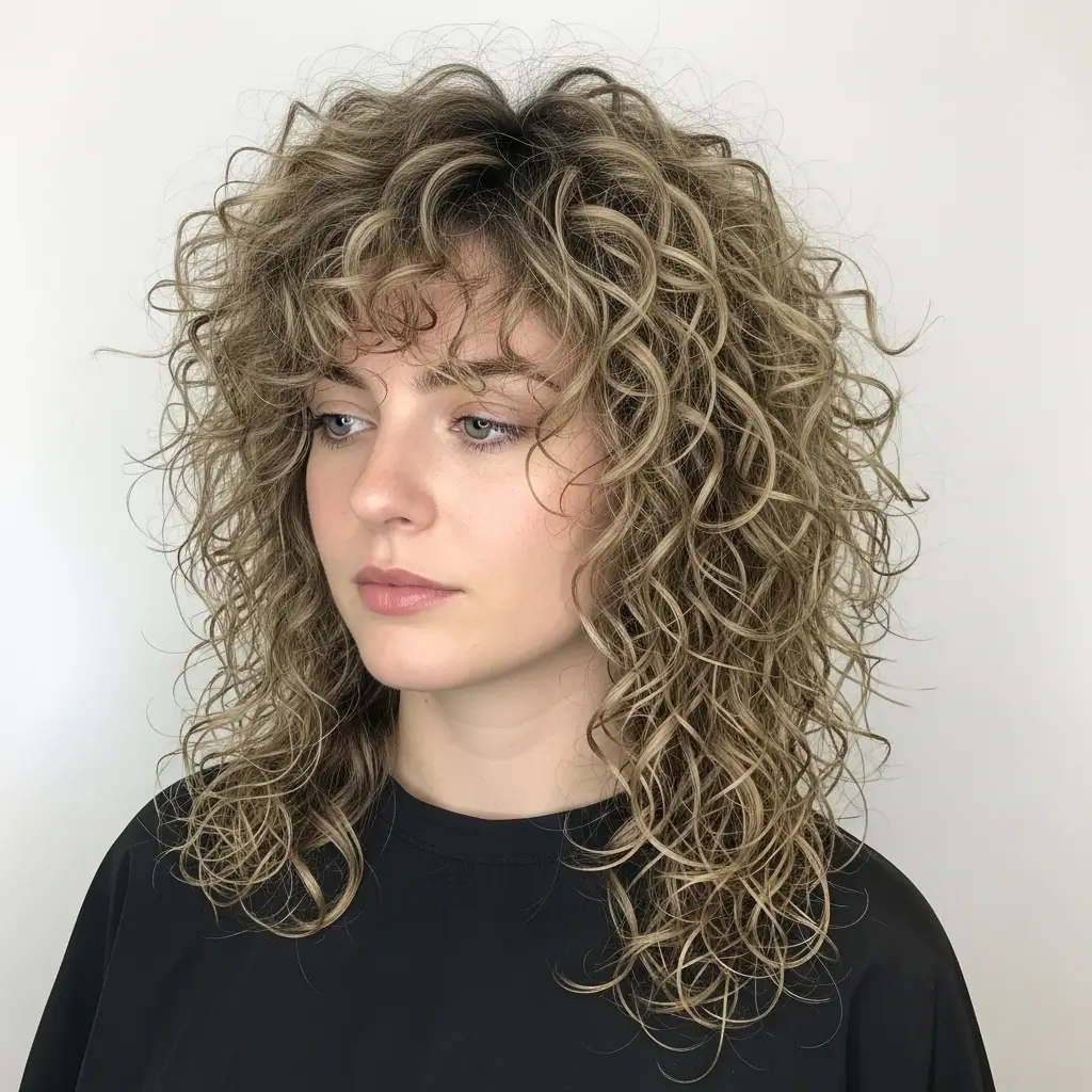 4. Curly Long Shag Haircut