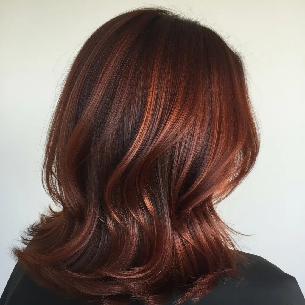 5. Auburn Highlights on Brown Hair