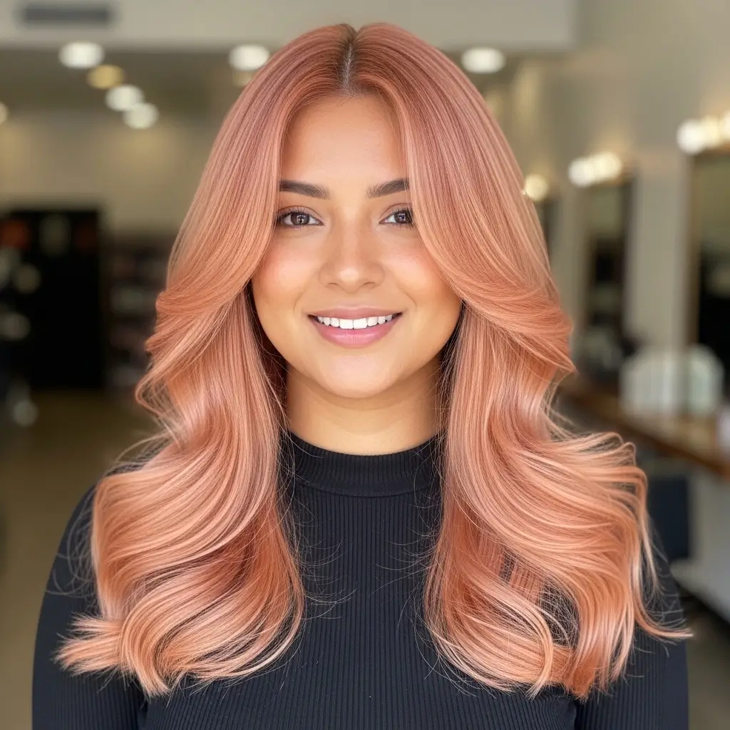 5. Peachy Strawberry Blonde All-Over Color