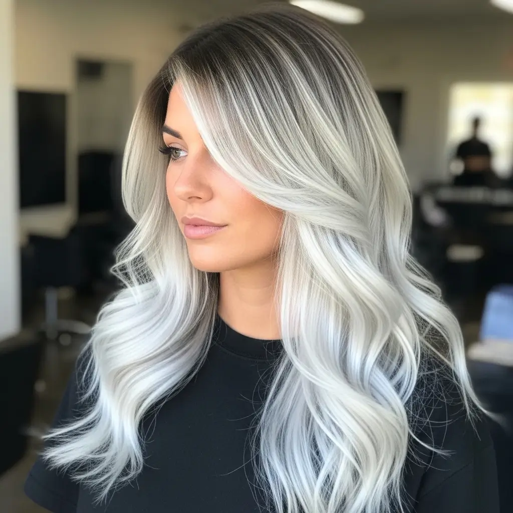5. Platinum Blonde Balayage Hair