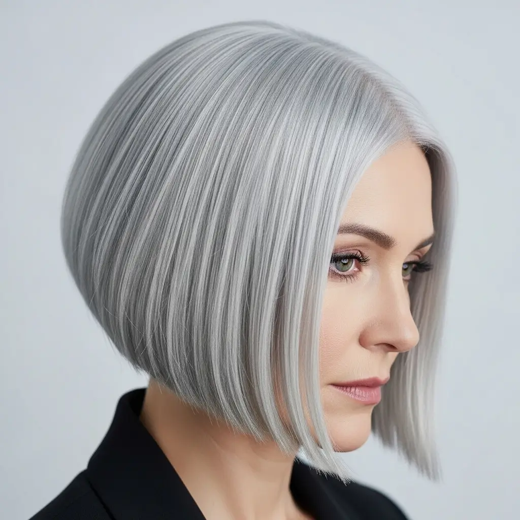 5. Silver Blunt Bob Sleek, Sharp, and Strikingly Elegant
