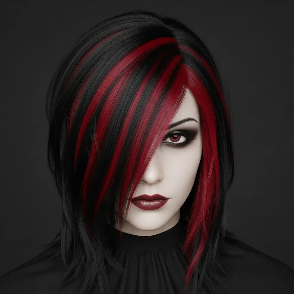 6. Black and Red Emo Hair