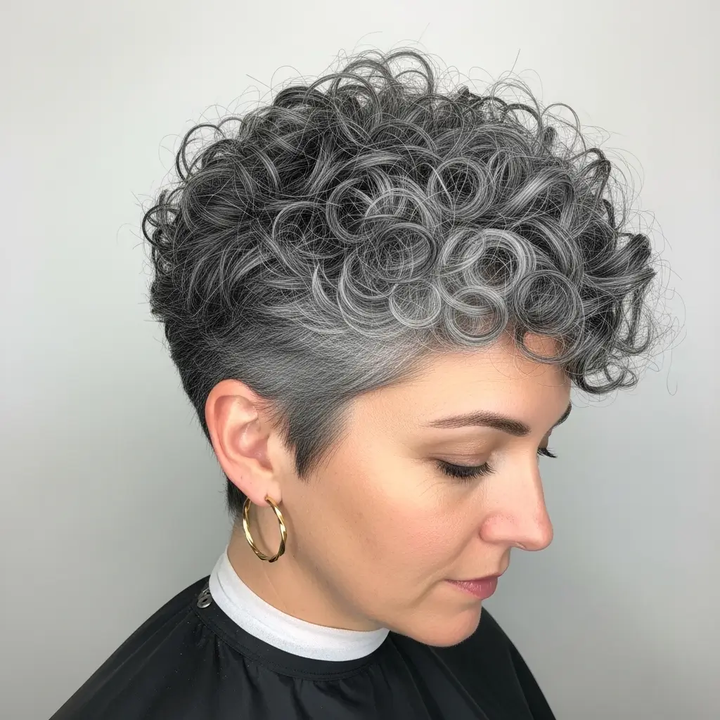 6. Curly Gray Pixie Embracing Natural Texture With Stunning Confidence