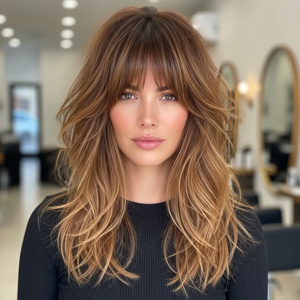 6. Long Shag Haircut With Bangs