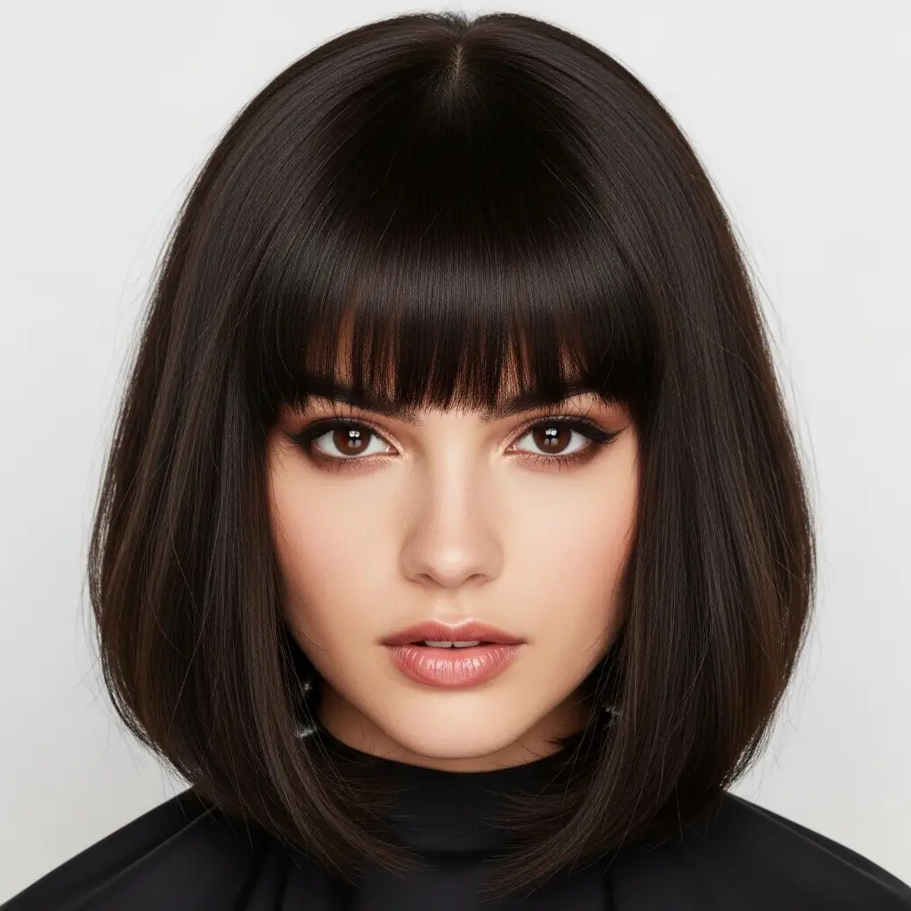 6. Thick Curtain Bangs  Bold, Dramatic, and Full of Gorgeous Volume
