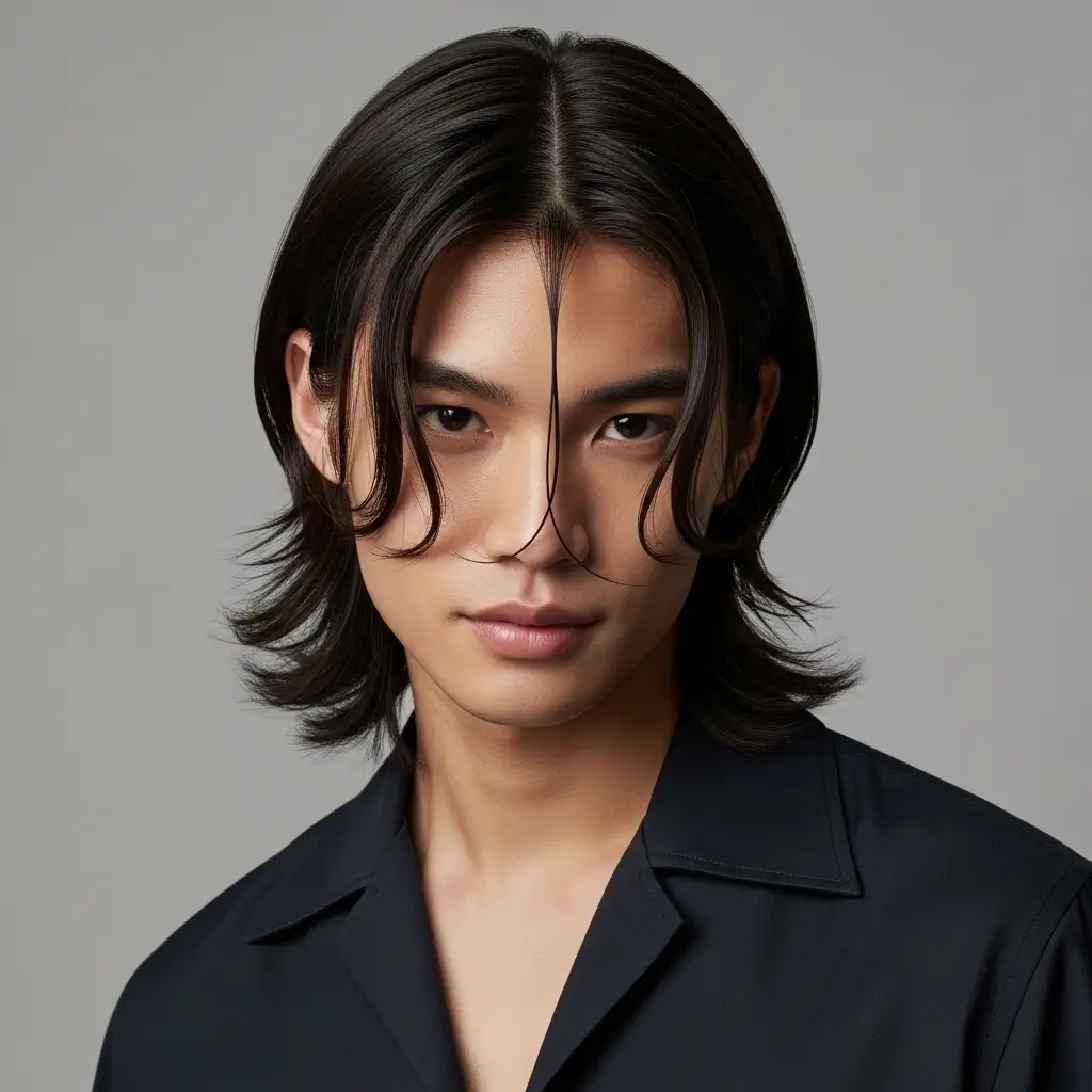 7. Asian Men's Middle Part