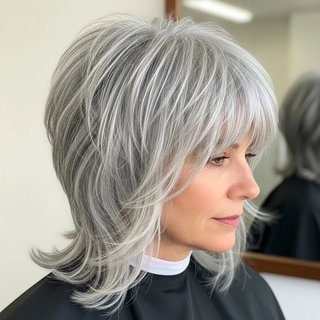 7. Gray Shag Haircut Retro-Inspired Volume and Effortless Cool