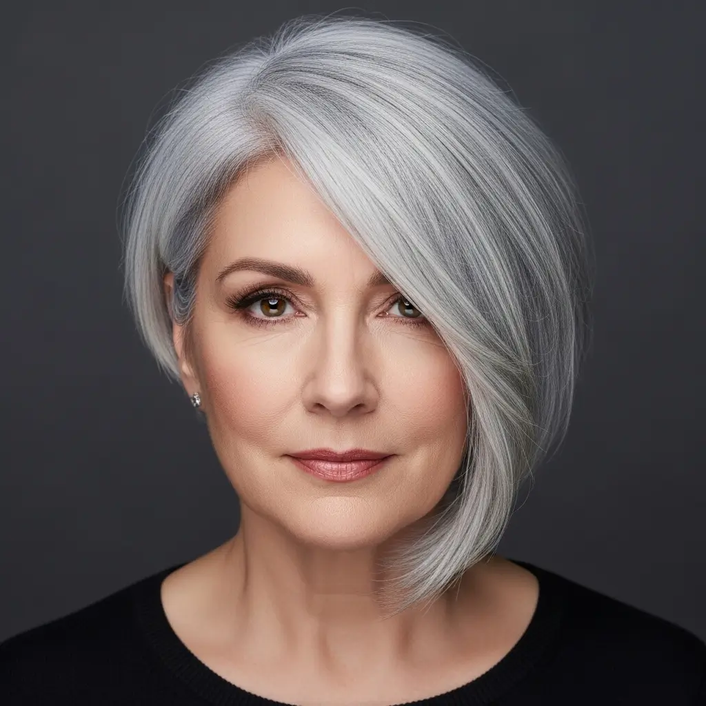 8. Asymmetrical Gray Bob Bold, Creative, and Fashion-Forward