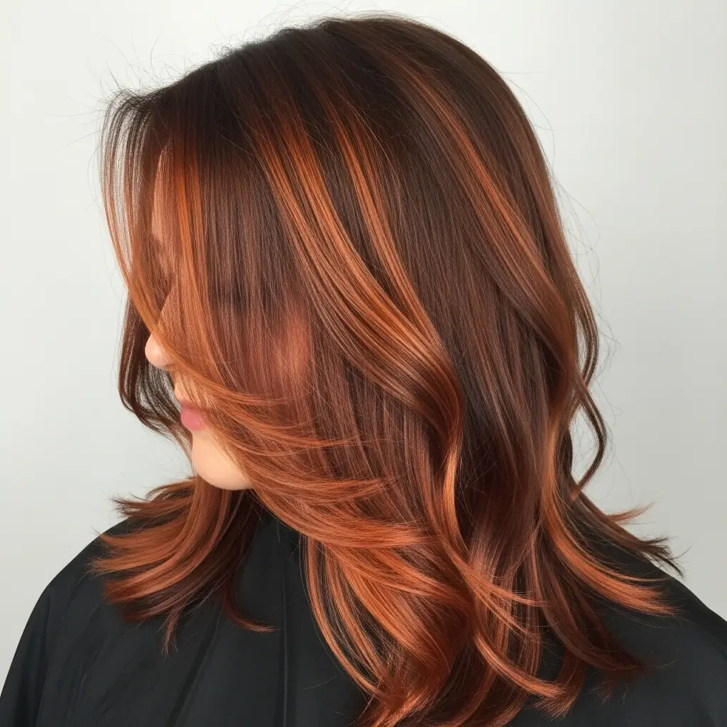 8. Copper Highlights on Brown Hair