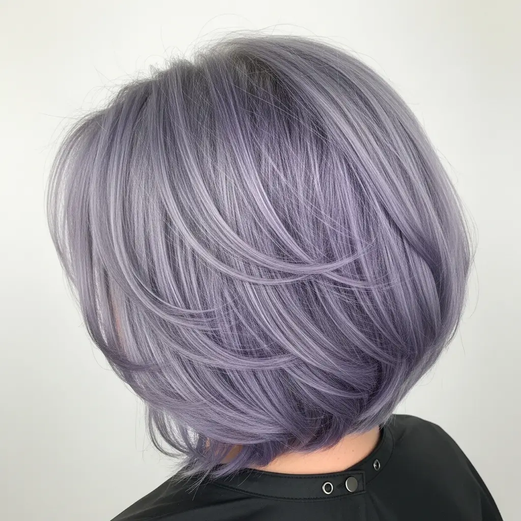 9. Gray Hair With Purple Tones Silver and Violet Magic
