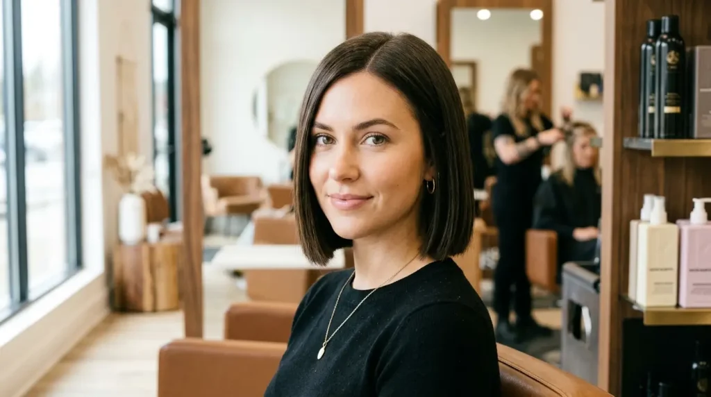 1. Chin Length Blunt Bob