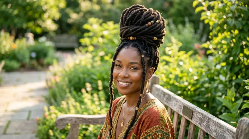 1. High Top Bun With Long Locs