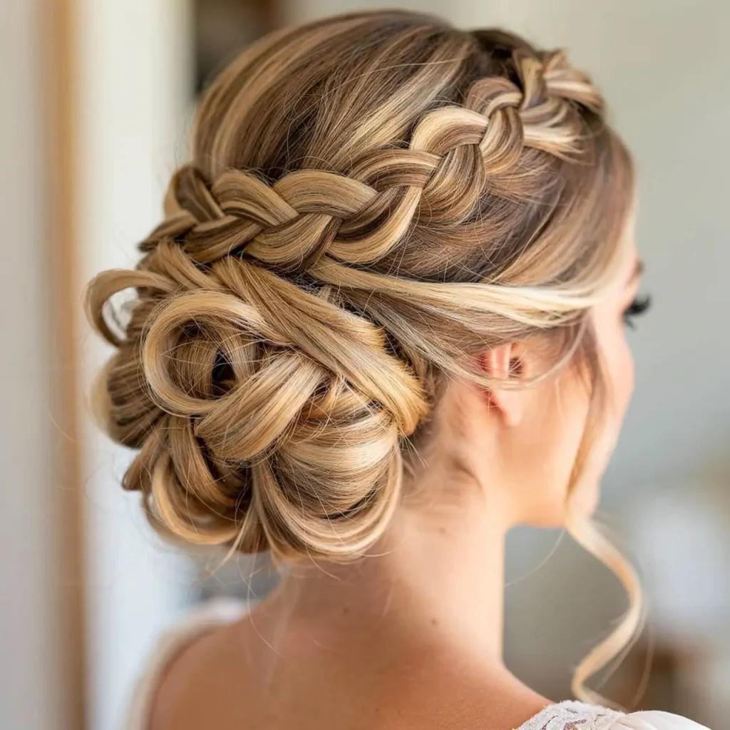 10. Braided Crown with Curls