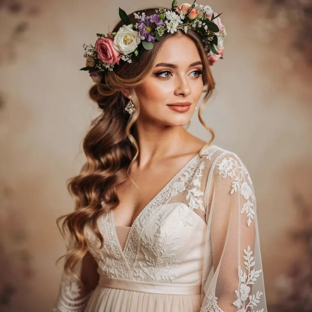 10. Floral Crown Hairstyle