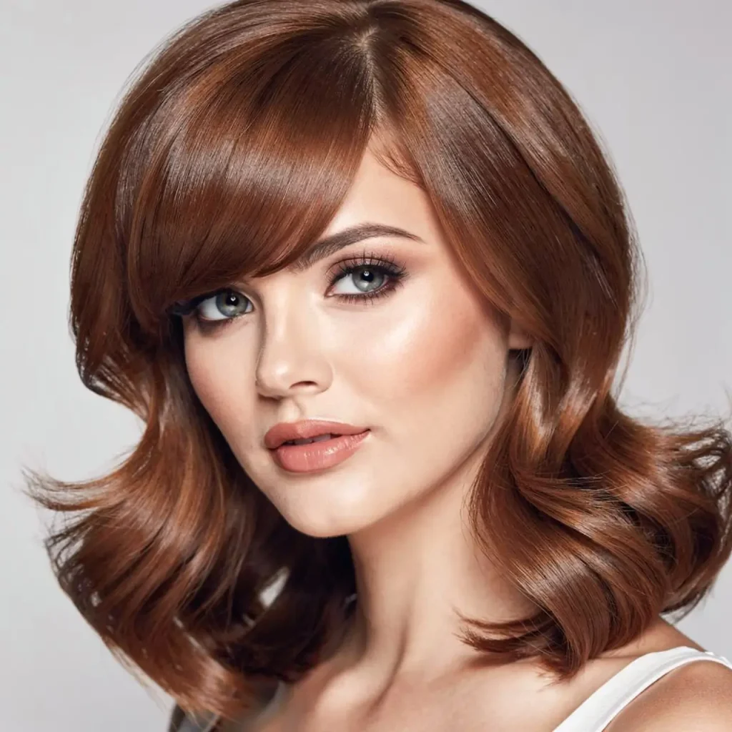 10. Medium Length with Side Swept Bangs