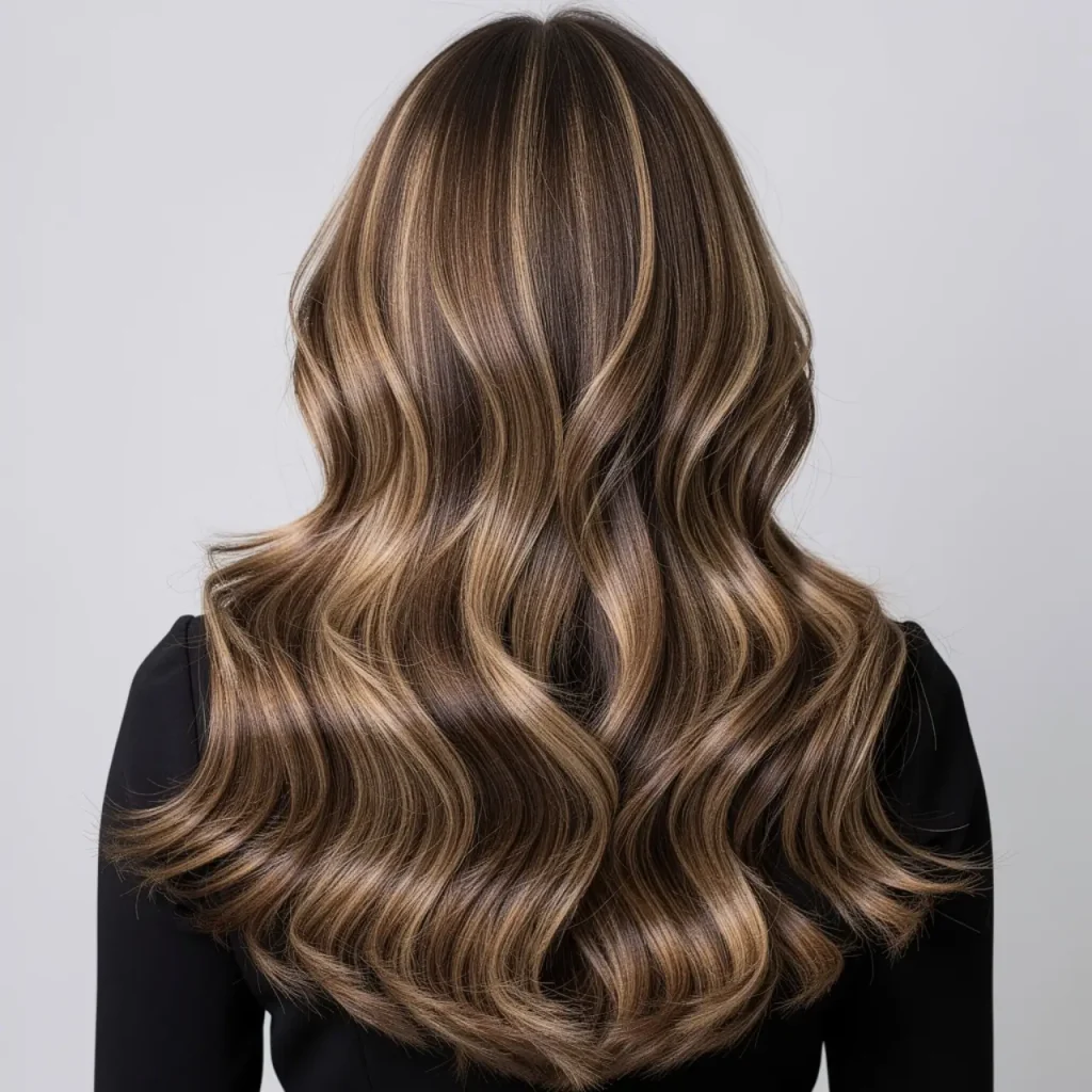 11. Long Layered Cut with Highlights