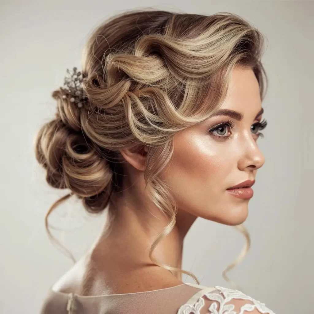11. Textured Updo with Tendrils