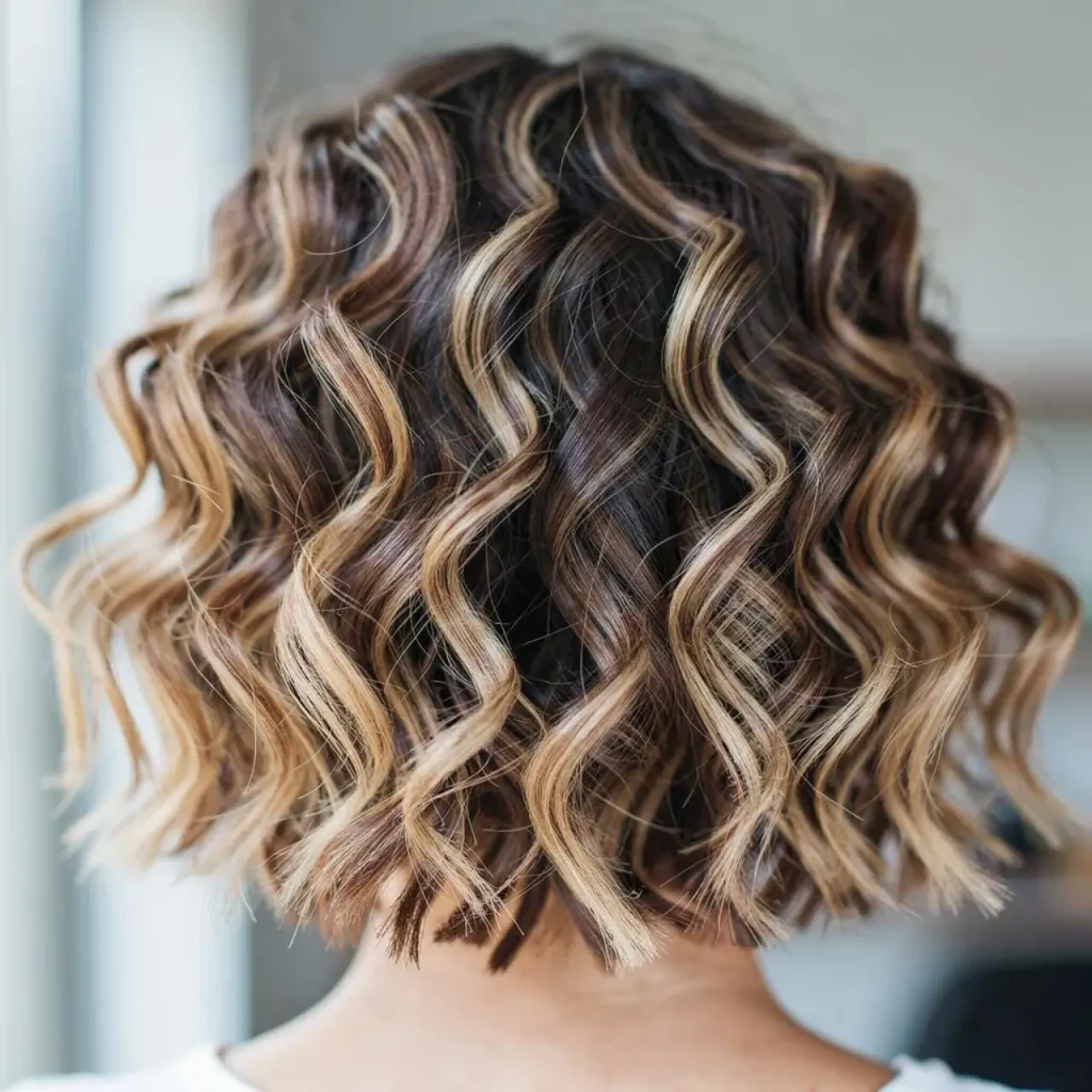 13. Curly Lob with Highlights