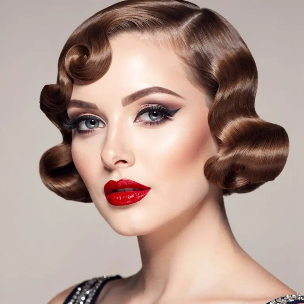 13. Finger Waves with Red Lipstick