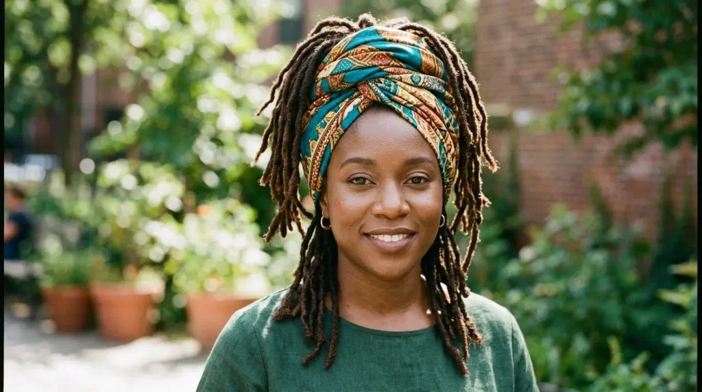 15. Locs With Headwrap