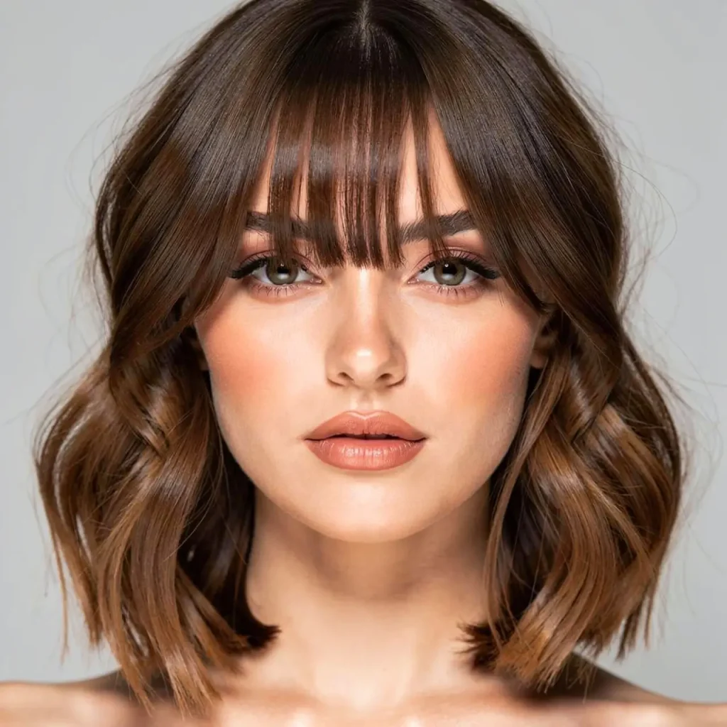 16. Medium Length with Curtain Bangs