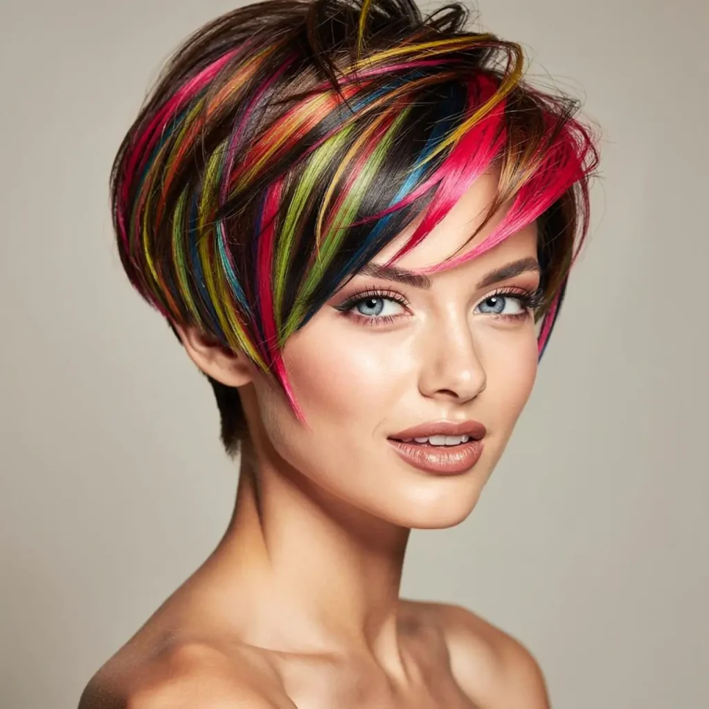 17. Bixie with Vibrant Color Streaks