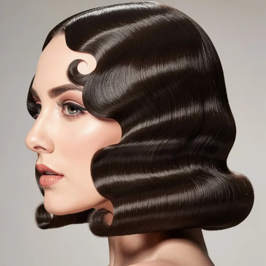 18. Sleek and Shiny Finger Waves