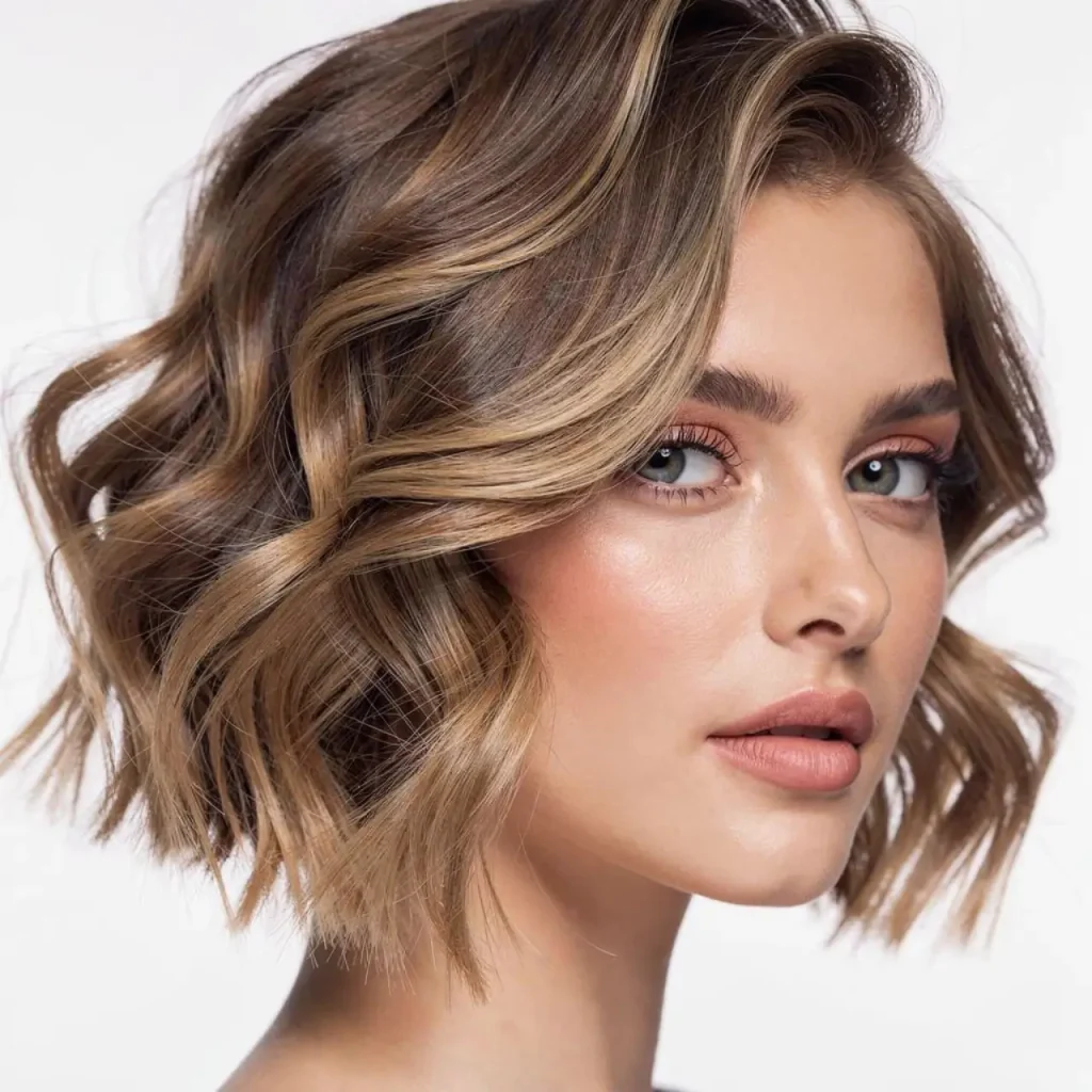 18. Soft Wavy Bixie with Side Part