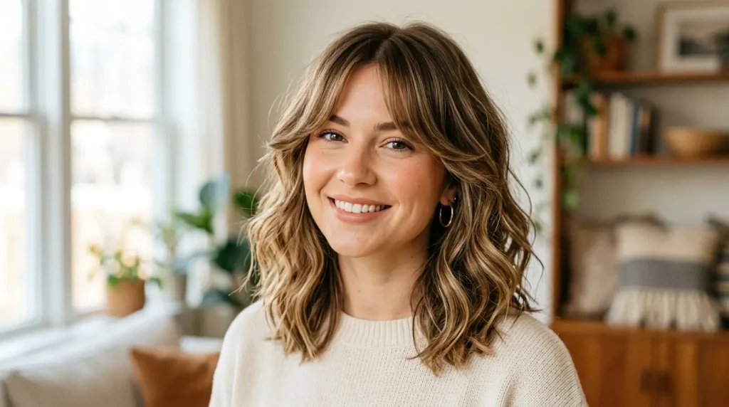 18. Wavy Lob With Curtain Bangs