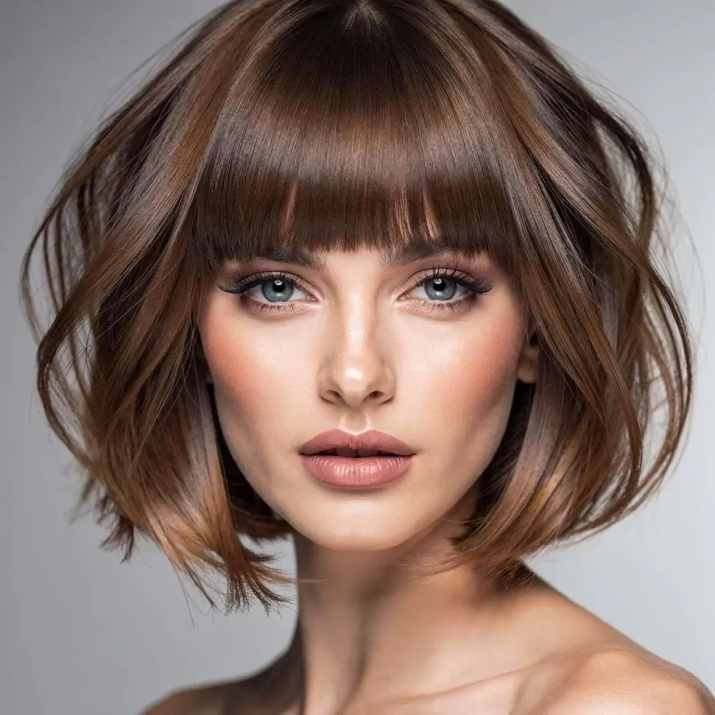 19. Short Layered Bob with Bangs