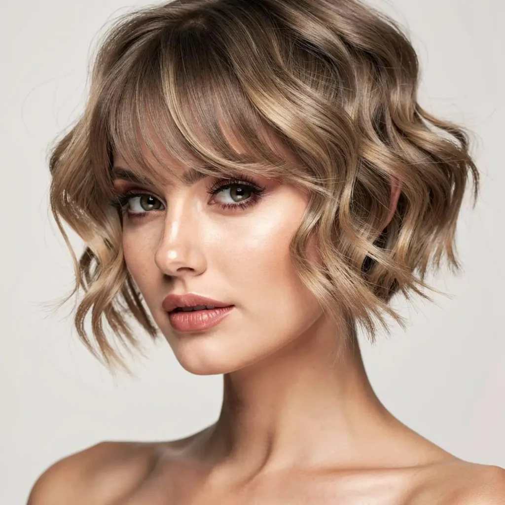 2. Wavy Bixie with Side Bangs