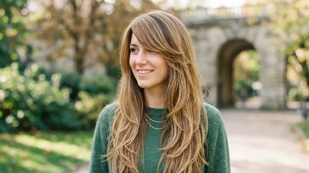 20. Long Layers With Side Swept Bangs