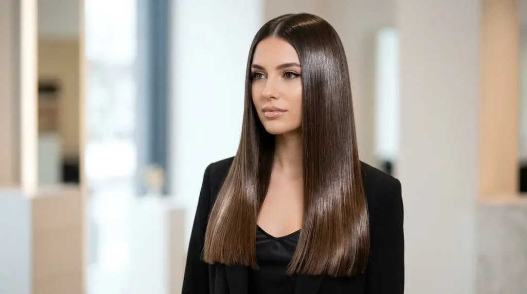 20. Sleek Hair With Glossy Finish