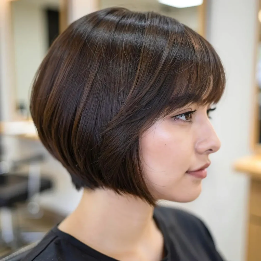 3. Chin Length Bob with Side Bangs