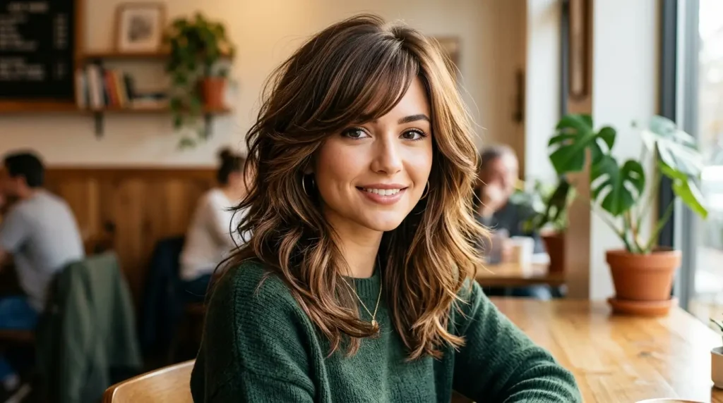 4. Side Swept Bangs With Layers