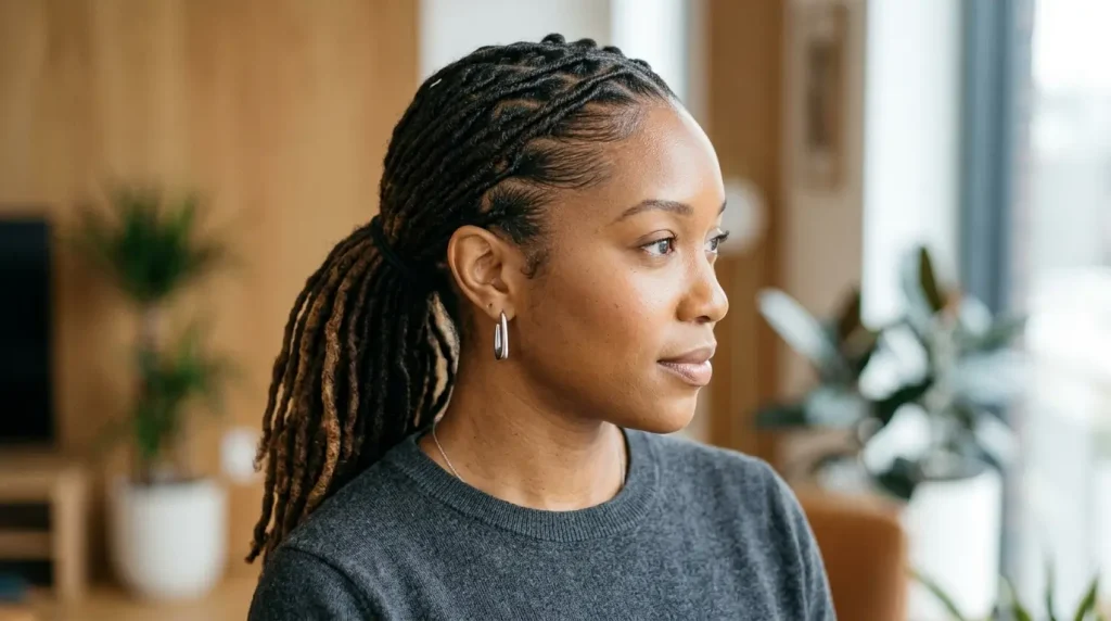 4. Sleek Low Ponytail With Locs