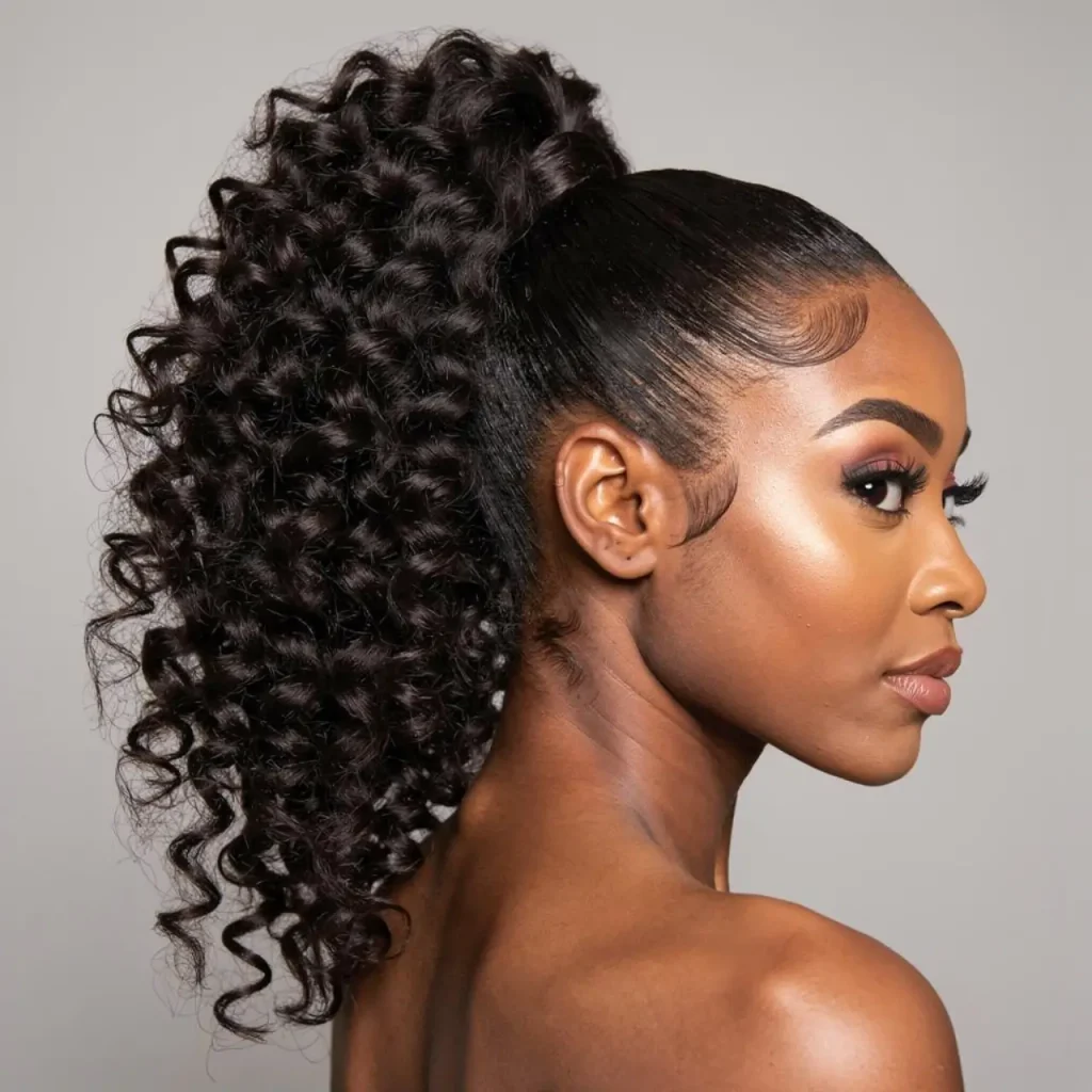 6. Curly High Ponytail