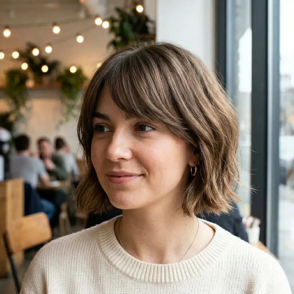 8. Side Swept Bob With Bangs