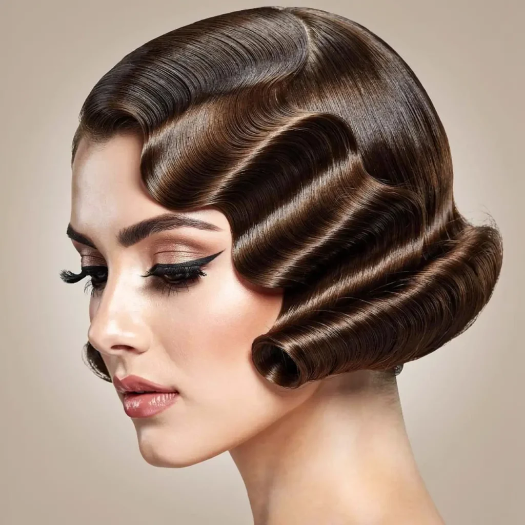 9. Deep Side Part Finger Waves