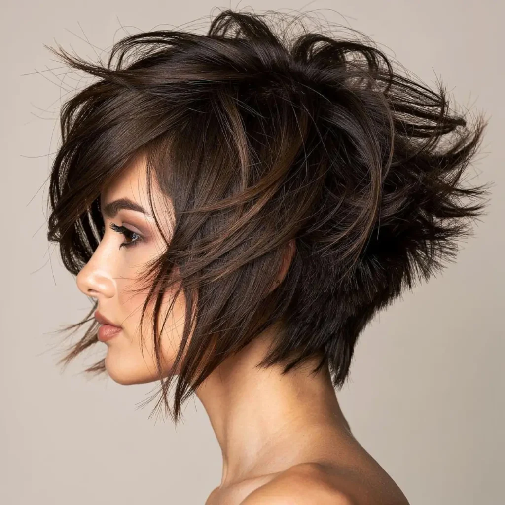 14. Coarse Hair Sculpted Shag Bob