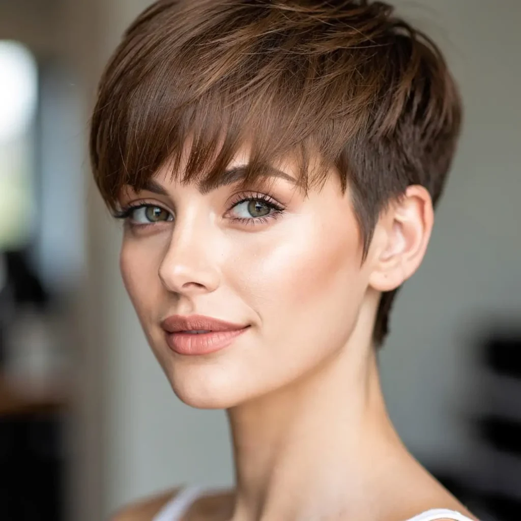 16. Pixie With Soft Curtain Fringe