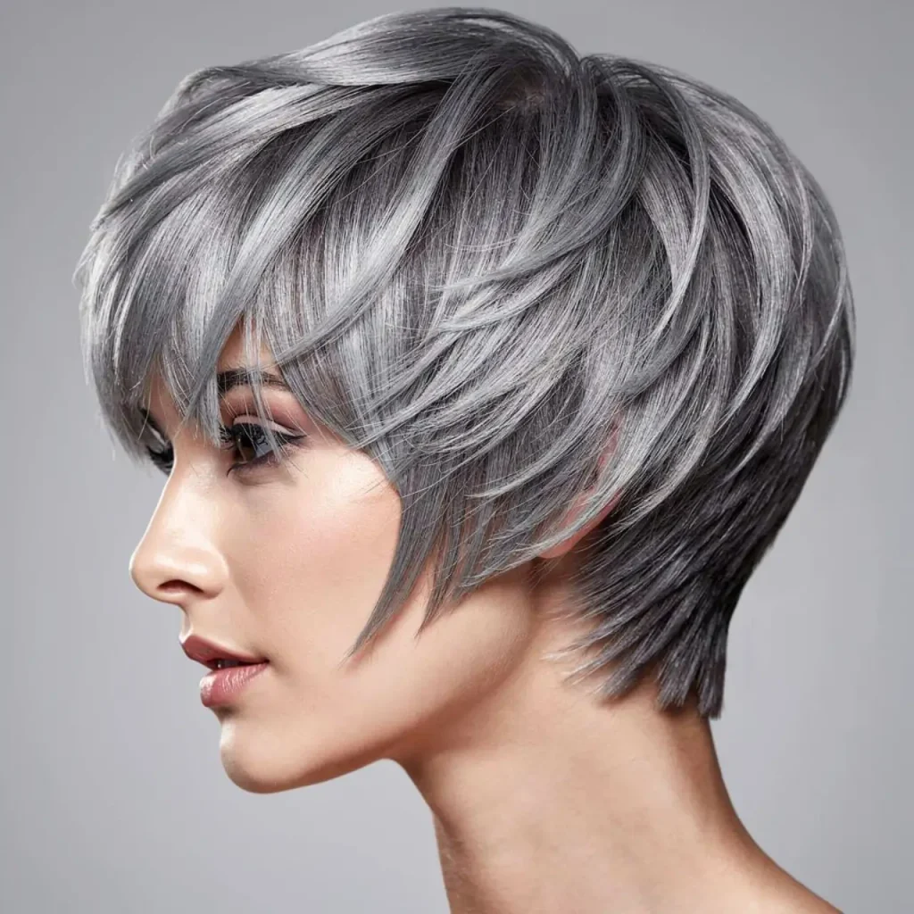 16. Silver and Grey Shag Bob