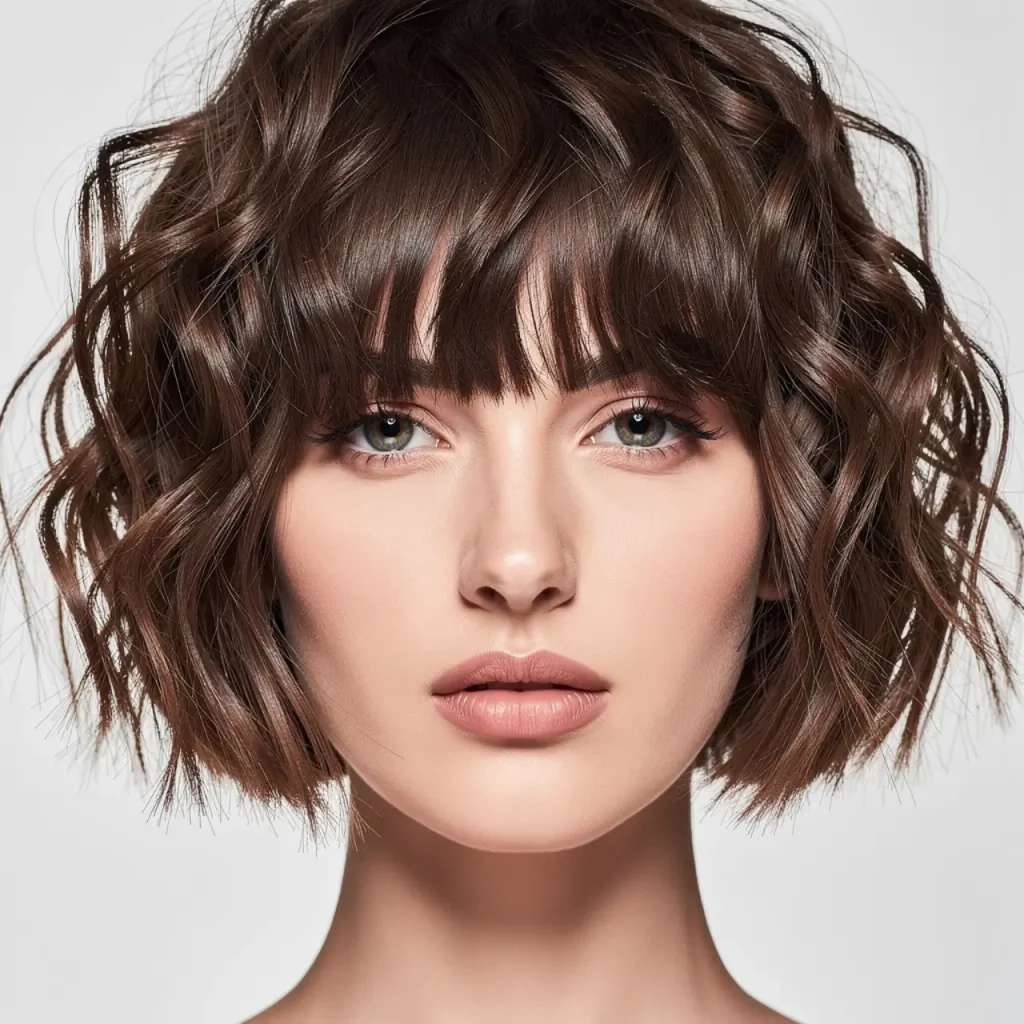 18. Choppy Curtain Bangs Bob